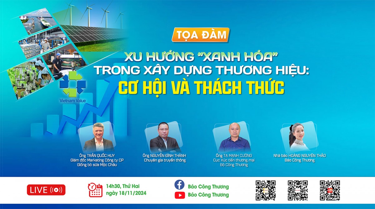 Tọa đàm ''Xu hướng 'xanh hoá' trong xây dựng thương hiệu: Cơ hội và thách thức'' diễn ra chiều 18/11